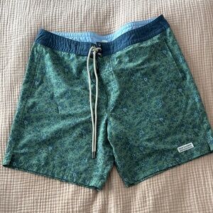 Fair Harbor Men's Board Shorts in Green and Navy
